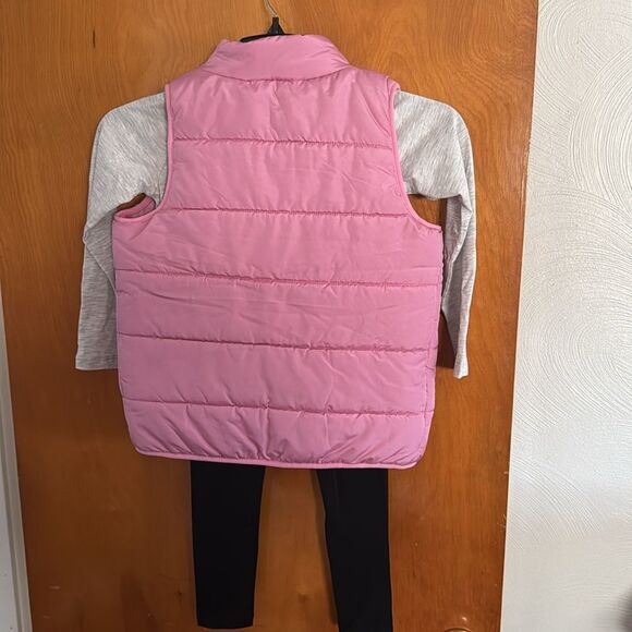 Puma Puffer Vest Girls Small Pink Tshirt Pants Outfit - Picture 3 of 6